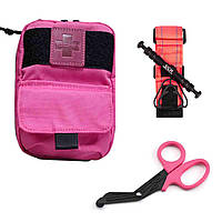 Компактна рожева аптечка + ножиці + турнікет SICH, рожевий результат індивідуальної аптечки IFAK, маленький аптечний підсумок для цивільних Стохід Підсумок