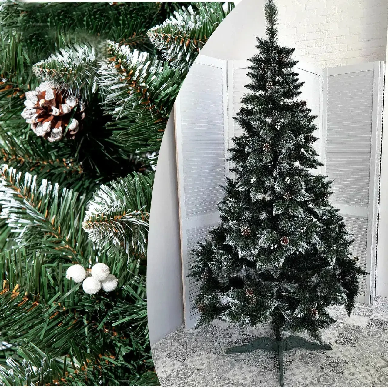 Штучна ялинка 2.2 метра Калина із Шишкою. Штучна ялинка новорічна, фото 1