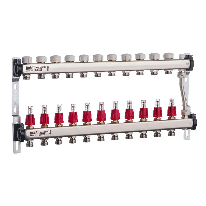 Колектор із витратомірами та термостатичними клапанами з байпасом Roho R814-11 - 1"х 11 вих. (RO0054)