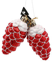 Прикраса-підвіска пластикова Chomik "Шишки" 9 см, комплект 2 шт, червоні