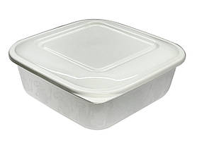 Контейнер харчовий пластиковий 700 мл білий 14*14*5,5 см (Полімерагро)