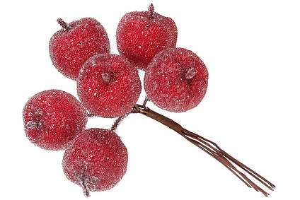 Декоративний букет яблук 6 шт., 12 см, колір — цукровий червоний