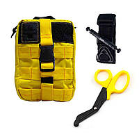 Жовта аптечка + ножиці 15 см + турнікет SICH, підсумок індивідуальної аптечки IFAK, аптечний підсумок для цивільних, дівчат, жінок Стохід