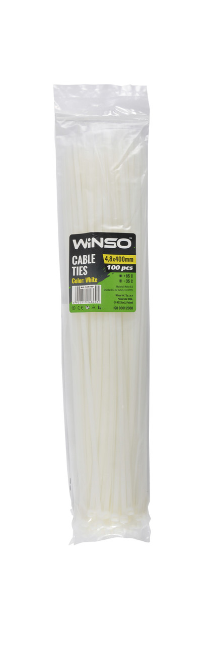 Хомут пластиковий Winso 4,8*400 білий (148400)