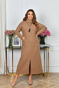 Довга тепла сукня ангора вовна великого розміру Розміри: 46-48, 50-52, 54-56