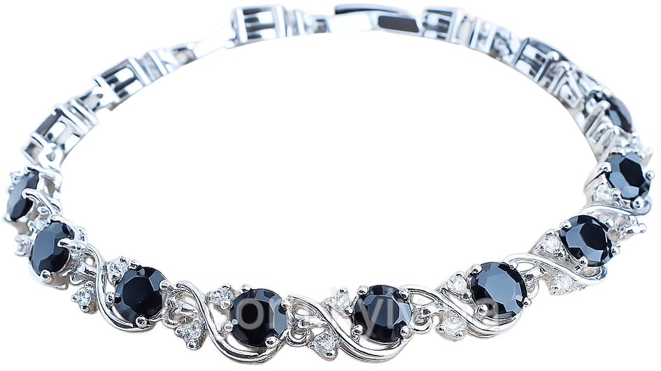 Жіночий срібний браслет 925 проби Aphrodite з чорним кубічним цирконієм, фото 1