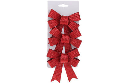 Набір (3 шт.) декоративних бантів 10*12 см, колір — яскраво-червоний