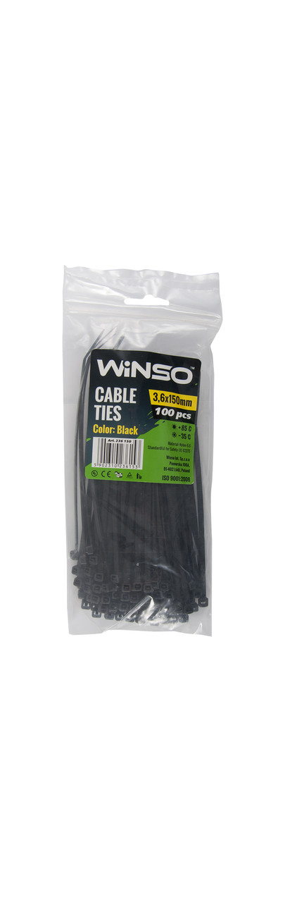 Хомут пластиковий Winso 3,6*150 чорний (236150)