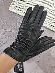 Рукавички жіночі зимові на підкладці утеплені чорні теплі тонкі з хутром