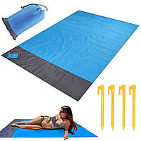 Пляжна підстилка анти-пісок з чохлом 150х140см, Синій