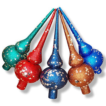 Новорічні іграшки верхівка на ялинку Блиск с зірочками 27 см