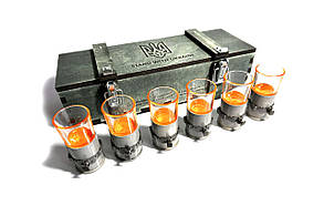 Сувенірний набір чарок із гільз Mk19 з гербом України