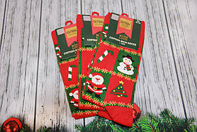 Чоловічі шкарпетки стрейчеві новорічні EKMEN 41-46 м-5 Дід Мороз,снеговик, милиця,паличка