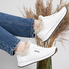 Жіночі зимові кросівки шкіряні з хутром (ЛБ 9 білі)