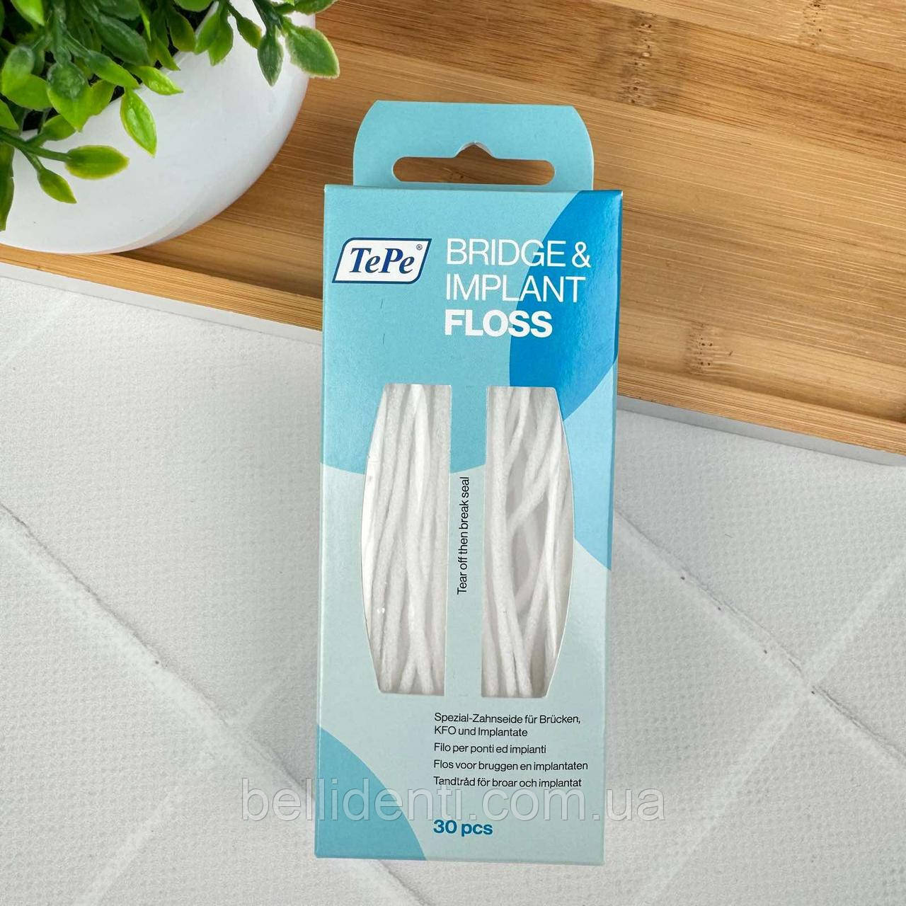 Зубна нитка TePe Bridge & Implant (суперфлос), 30 шт