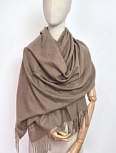 Теплий кашеміровий шарф палантин Саллі 180*65 см капучиновий однотонний