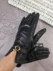 Рукавички жіночі зимові на підкладці утеплені чорні теплі тонкі з хутром