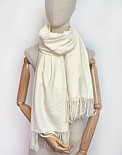 Теплий кашеміровий шарф палантин Саллі 185*70 см молочний