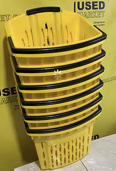 Кошик покупця жовтий пластиковий на колесах, вживаний на 38 літрів, VKF Renzel Польща