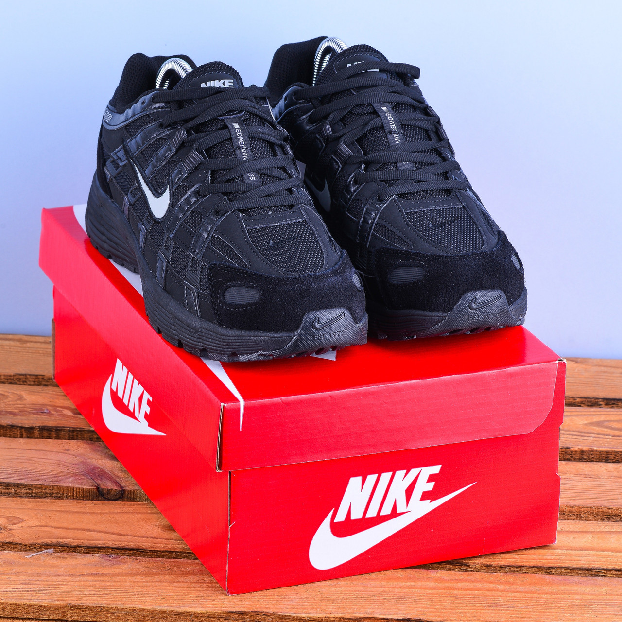 Термо Зимові Кросівки Nike P-6000 повністю чорні, фото 1