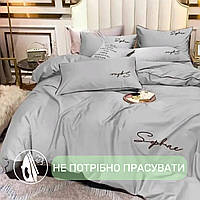 Постільна білизна двоспальна KOLOCO Sophae сатин (37978) Світло-сірий