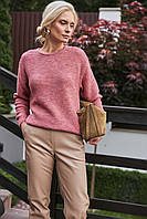 Повітряний жіночий джемпер з натуральної вовни колір фламінго