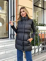 Жилетка жіноча чорна подовжена - 48-50