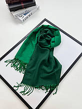 Теплий двосторонній шарф кашеміровий Скай 180*70 см зелений