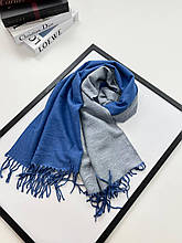 Теплий двосторонній шарф кашеміровий Скай 180*70 см синій