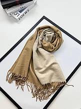 Теплий двосторонній шарф кашеміровий Скай 180*70 см коричневий/бежевий