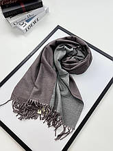 Теплий двосторонній шарф кашеміровий Скай 180*70 см темно-сірий