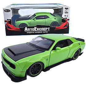 Машинка металева Dodge Challenger SRT Hellcat Додж 1:32 зелений світло звук 16*7*4,5см (23622)