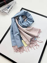 Теплий двосторонній шарф кашеміровий Скай 180*70 см блакитний