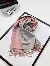 Теплий двосторонній шарф кашеміровий Скай 180*70 см пудровий/сірий