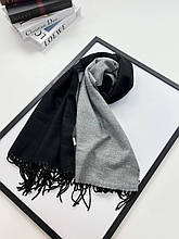 Теплий двосторонній шарф кашеміровий Скай 180*70 см чорний/сірий