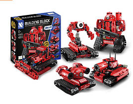 Інтерактивний STEM конструктор на радіокеруванні  трюковий робот 5 в 1 на робот 495 дет червоний (K96135)