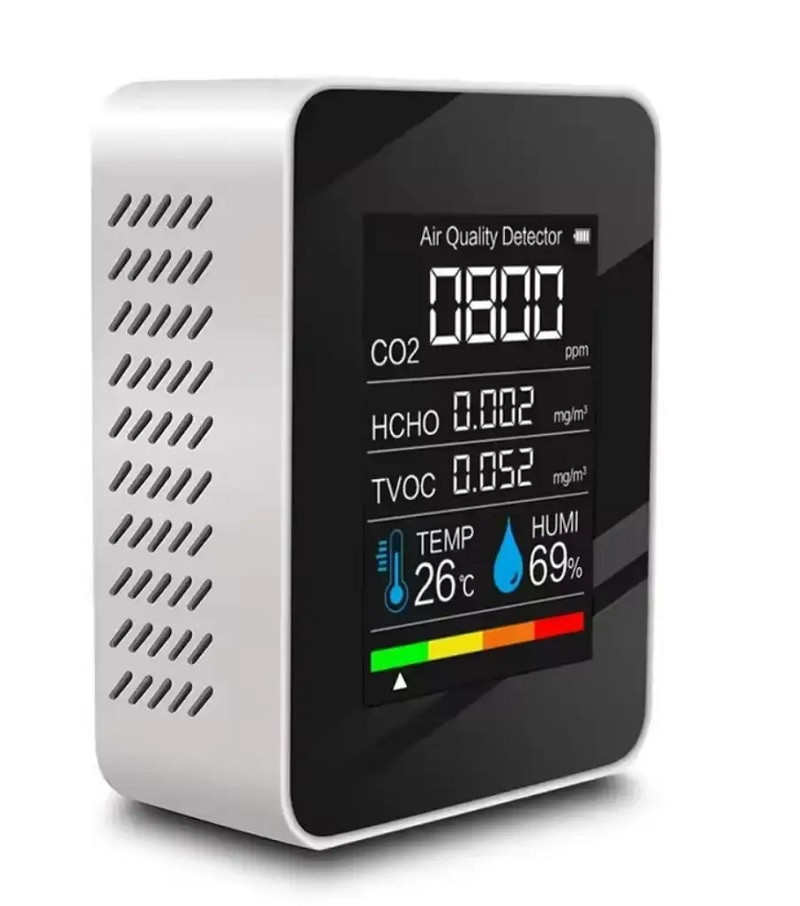 Аналізатор повітря 3 в 1, датчик вуглекислого газу з вимірюванням вологості та температури, HCHO, TVOC, фото 1