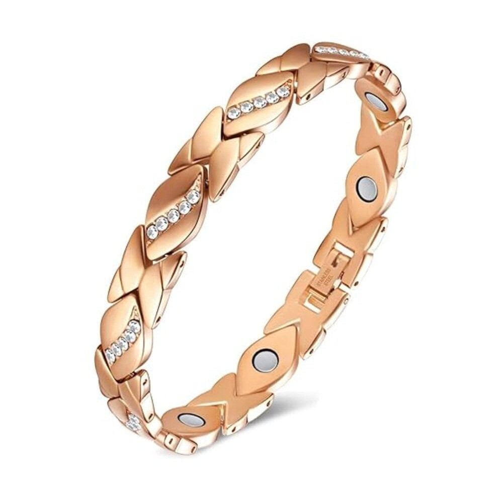 Магнітний браслет з кристалами для здоров'я Type Е 19 см рожеве золото, фото 1