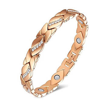 Магнітний браслет з кристалами для здоров'я Type Е 19 см рожеве золото