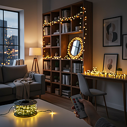 Гірлянда Роса Крапля 100 м 1000 LED жовта з пультом