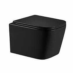 Унітаз підвісний Qtap Crow Ultra Quiet 485×340×290 мм, Matt Black, із сидінням Slim Duroplast/Soft-close/ Quick Release