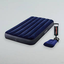 Надувний матрац Intex 64757-2, 99×191×25 см з подушкою і насосом