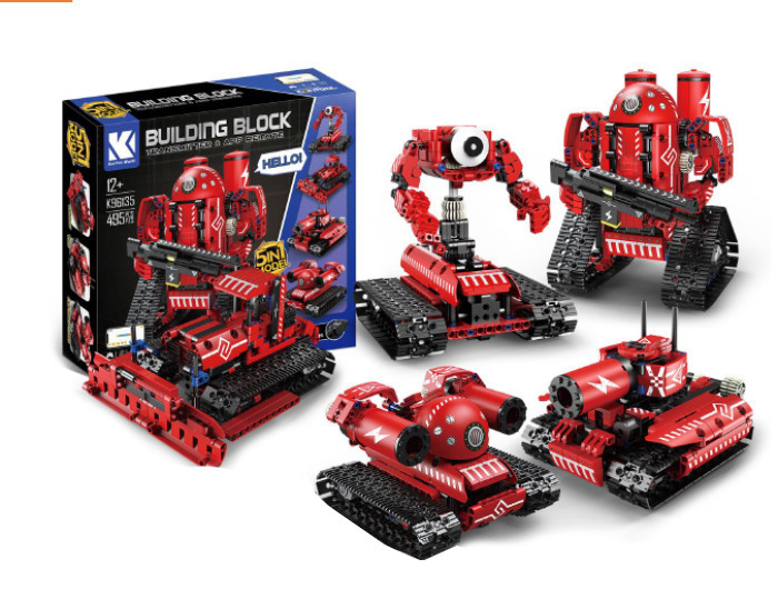 Інтерактивний STEM конструктор на радіокеруванні трюковий робот 5 в 1 на робот 495 дет червоний (K96135), фото 1