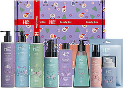 Подарунковий новорічний набір MiniMi з 9 позиціями Б'юті бокс дитяча доглядова косметика