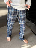 Піжама "Скандинавія NEW" тепла з начісом (штани+лонгслів), клітина синя, фото 2