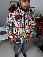 Яскравий різнокольоровий утеплений чоловічий анорак з мультяшним принтом SHOP OP