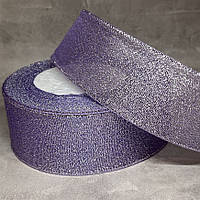 Парчова стрічка з срібною ниткою, ширина 4 см, бузковий, 1 метр, арт 019509, Бузковий