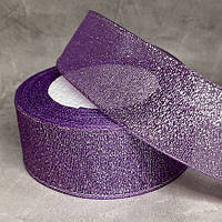 Парчова стрічка з срібною ниткою, ширина 4 см, фіолетовий, 1 метр, арт 019511, Фіолетовий