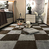 Килимок-пазл плюшевий, термокилимок, мат дитячий теплий 60*90см, 6 пазлів, колір коричневий, фото 2