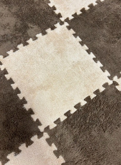 Килимок-пазл плюшевий, термокилимок, мат дитячий теплий 90*120см, 12 пазлів, колір коричневий, фото 1